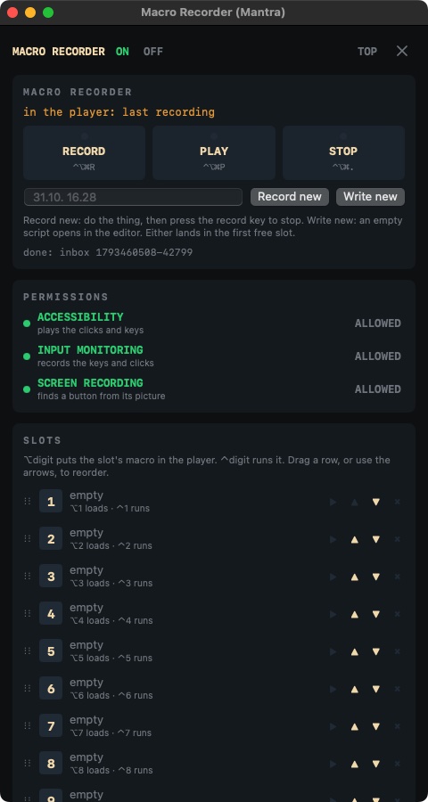 Mantra Macro Recorder